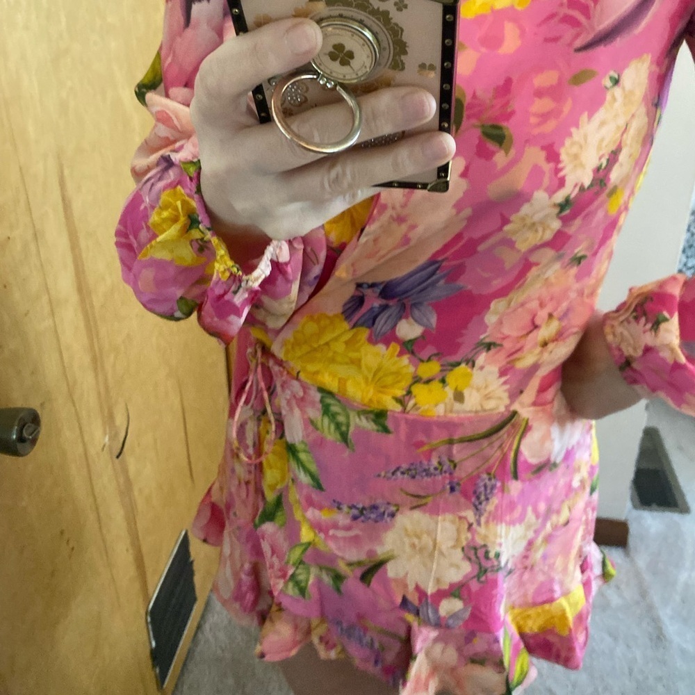 Rococo Sand Pink Floral Long Sleeve Wrap Dress - Picture 5 of 15